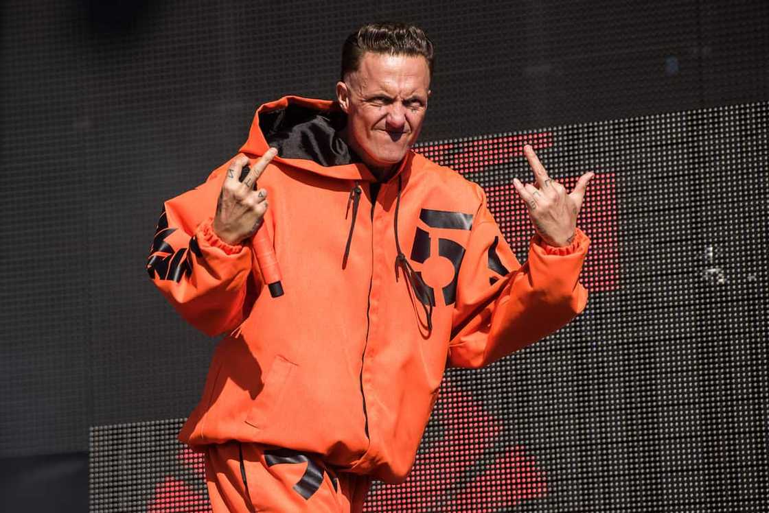 Ninja of Die Antwoord performs on stage at Reading Festival