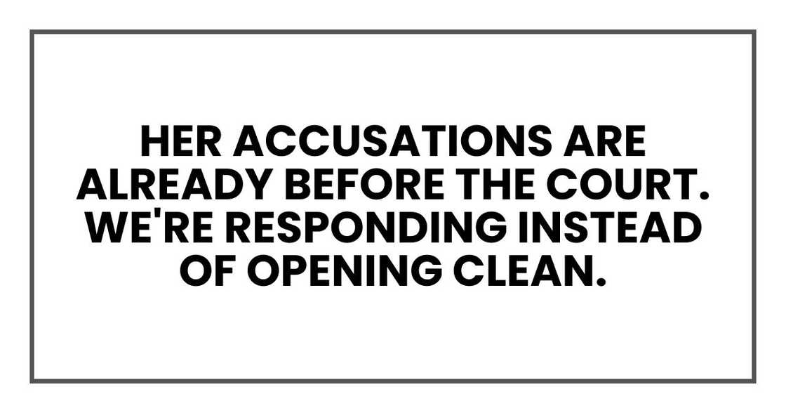 Her accusations are already before the court. We're responding instead of opening clean. Her accusations are already before the court. We're responding instead of opening clean.