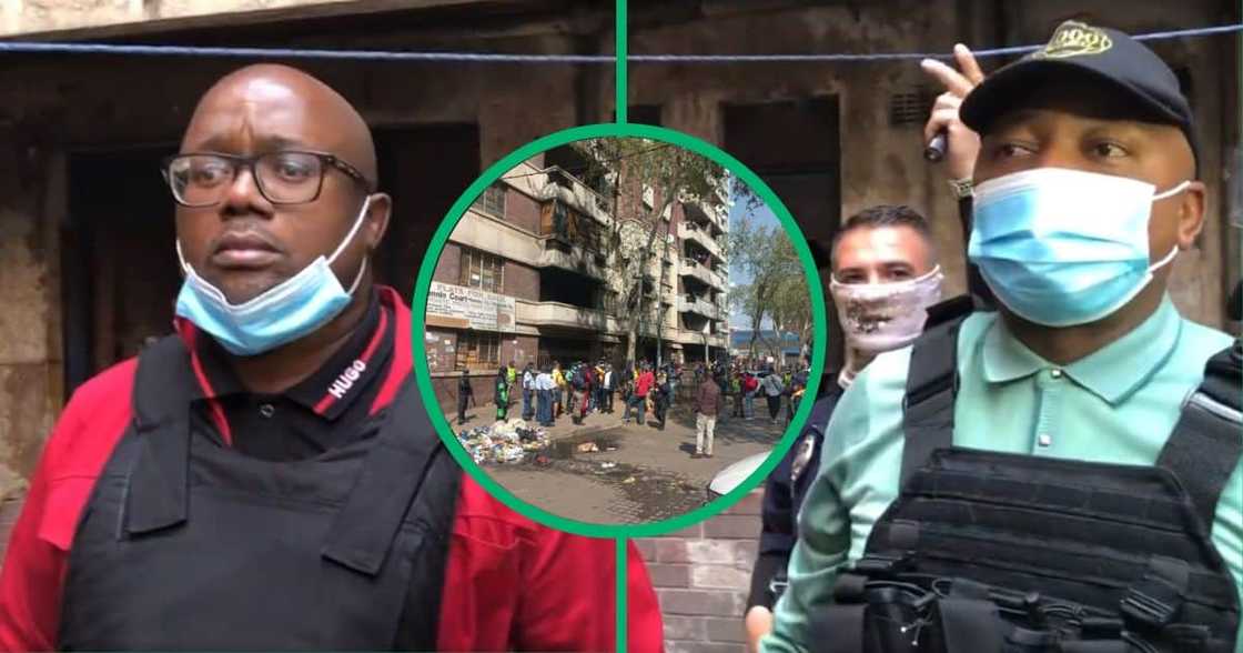 Kenny Kunene and Mgcini Tshwaku inspected the hijacked Vannin Court building in Hilbrow, Johannesburg Kenny Kunene and Mgcini Tshwaku inspected the hijacked Vannin Court building in Hilbrow, Johannesburg