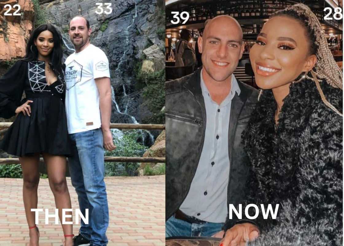 Couple then-and-now photos showing the glow up