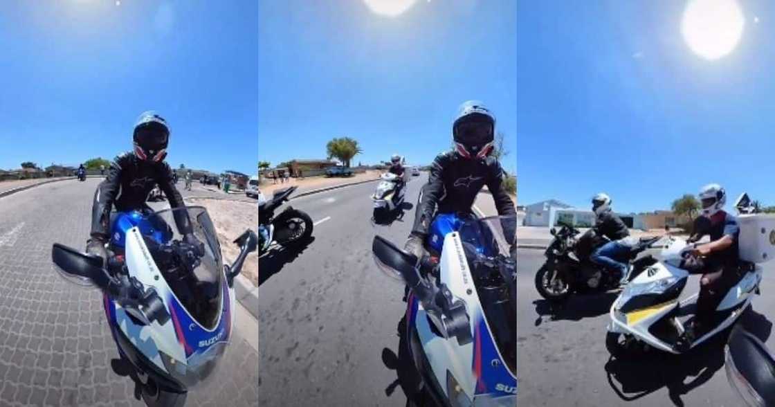 Motorbikes, bikes, motorcycles, bikers, riding, viral video, trending video, Mzansi, charity ride, pizza delivery man, Debonairs pizza Motorbikes, bikes, motorcycles, bikers, riding, viral video, trending video, Mzansi, charity ride, pizza delivery man, Debonairs pizza