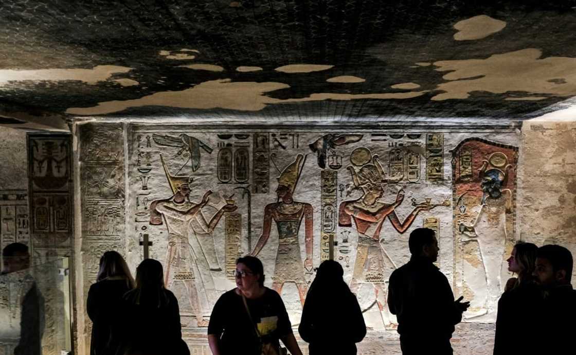 Visitors tour the tomb of Ramses III (1186-1155 BC) in Valley of the Kings at of Luxor Visitors tour the tomb of Ramses III (1186-1155 BC) in Valley of the Kings at of Luxor