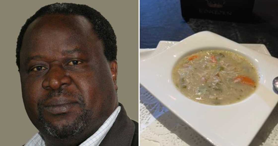 Tito Mboweni and his chicken soup for dinner Tito Mboweni and his chicken soup for dinner