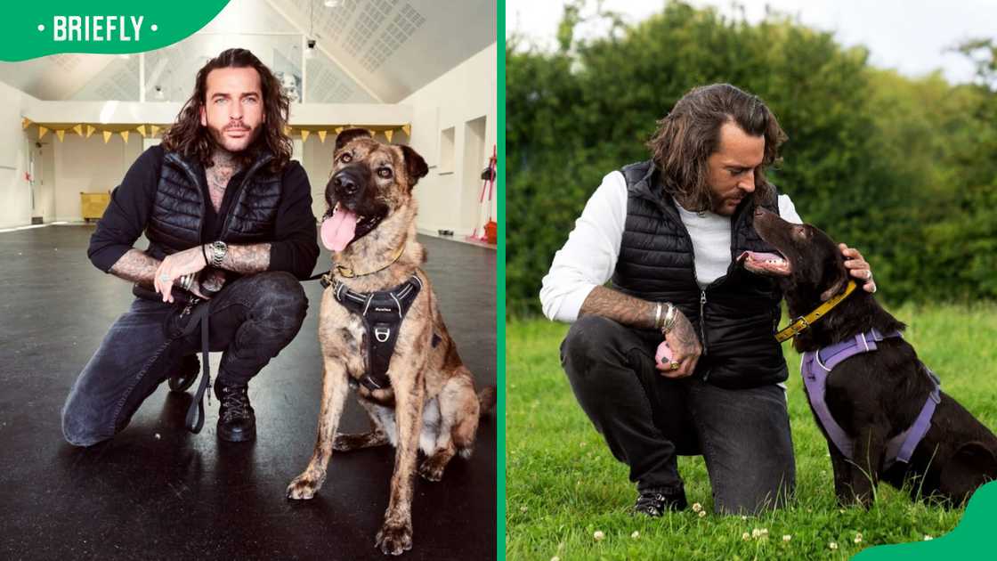 Pete Wicks posed with his dogs Pete Wicks posed with his dogs