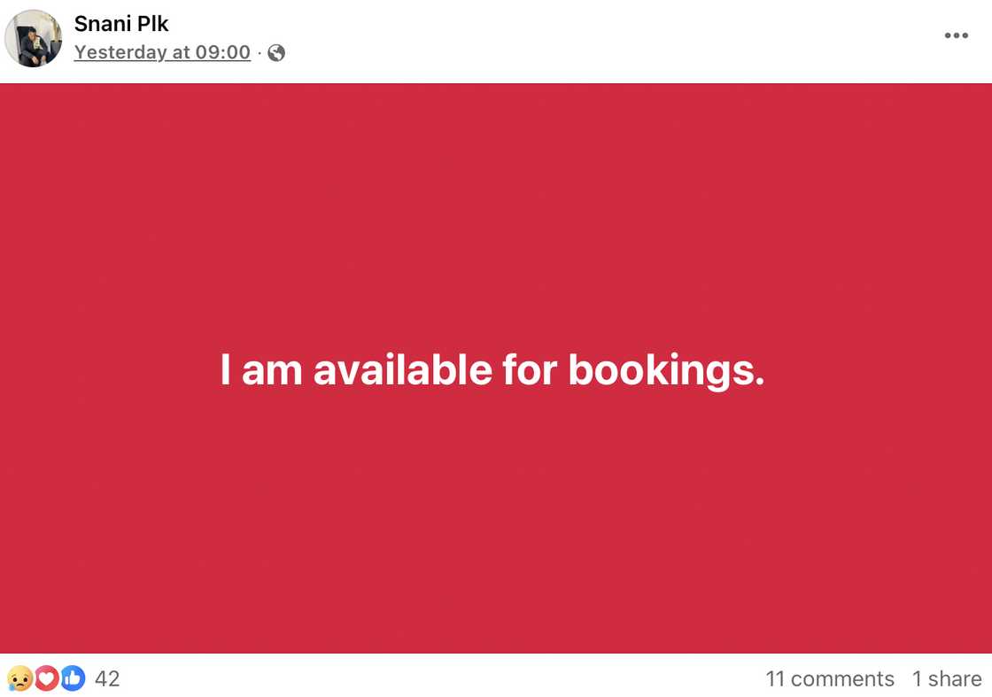 DJ Snani announced his availability for bookings
