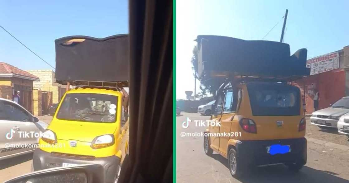 A Bajaj Qute transported a sofa A Bajaj Qute transported a sofa