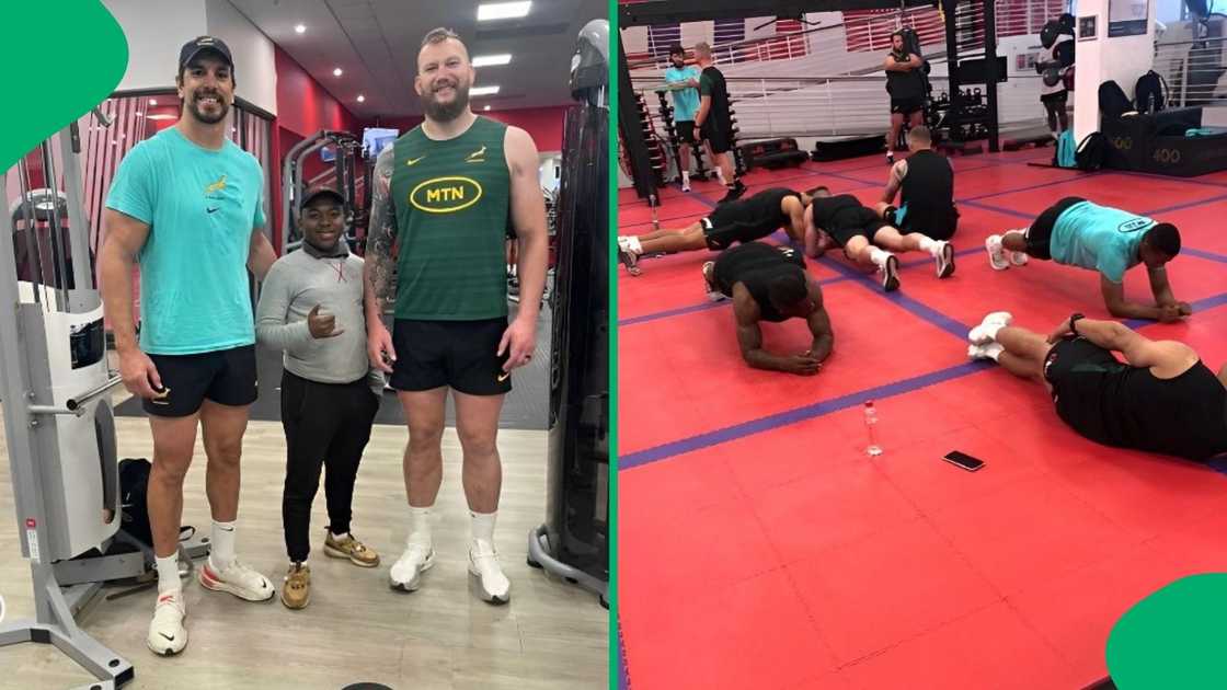 Eben Etzebeth and RG Snyman towered over Musawenkosi. Eben Etzebeth and RG Snyman towered over Musawenkosi.