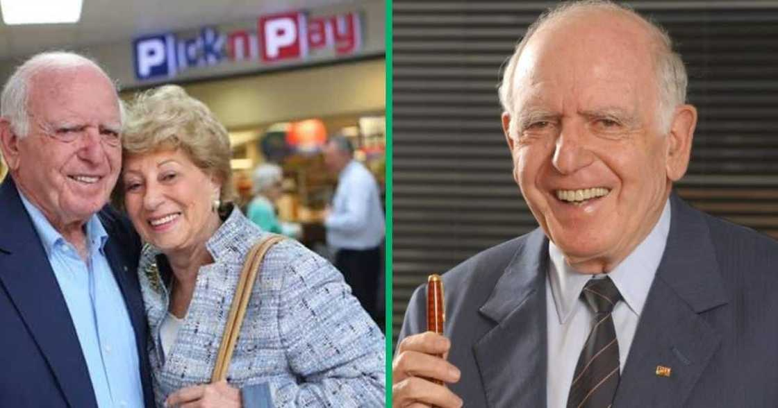 Collage image of Pick n Pay founder Raymond Ackerman and his wife Wendy Ackerman