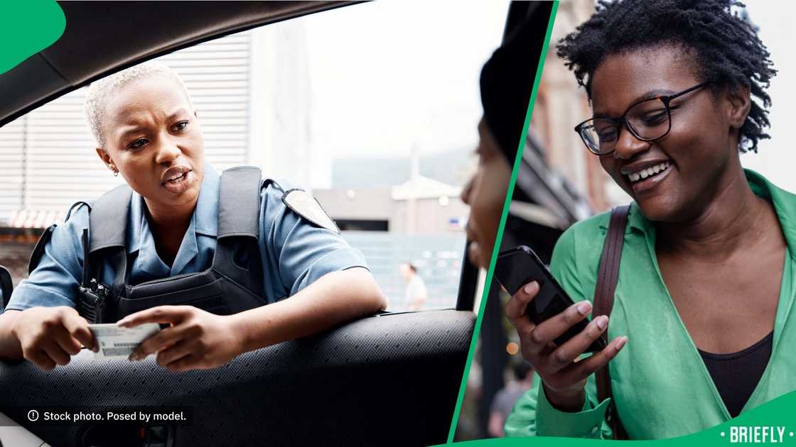 A cop pulling over a motorist. A cop pulling over a motorist.