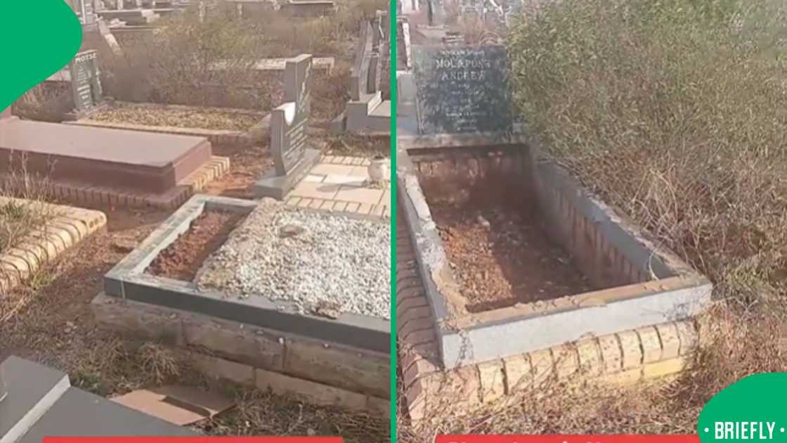 A Bloemfontein cemetery was seen in a distressing condition, with toppled tombstones and ruined graves