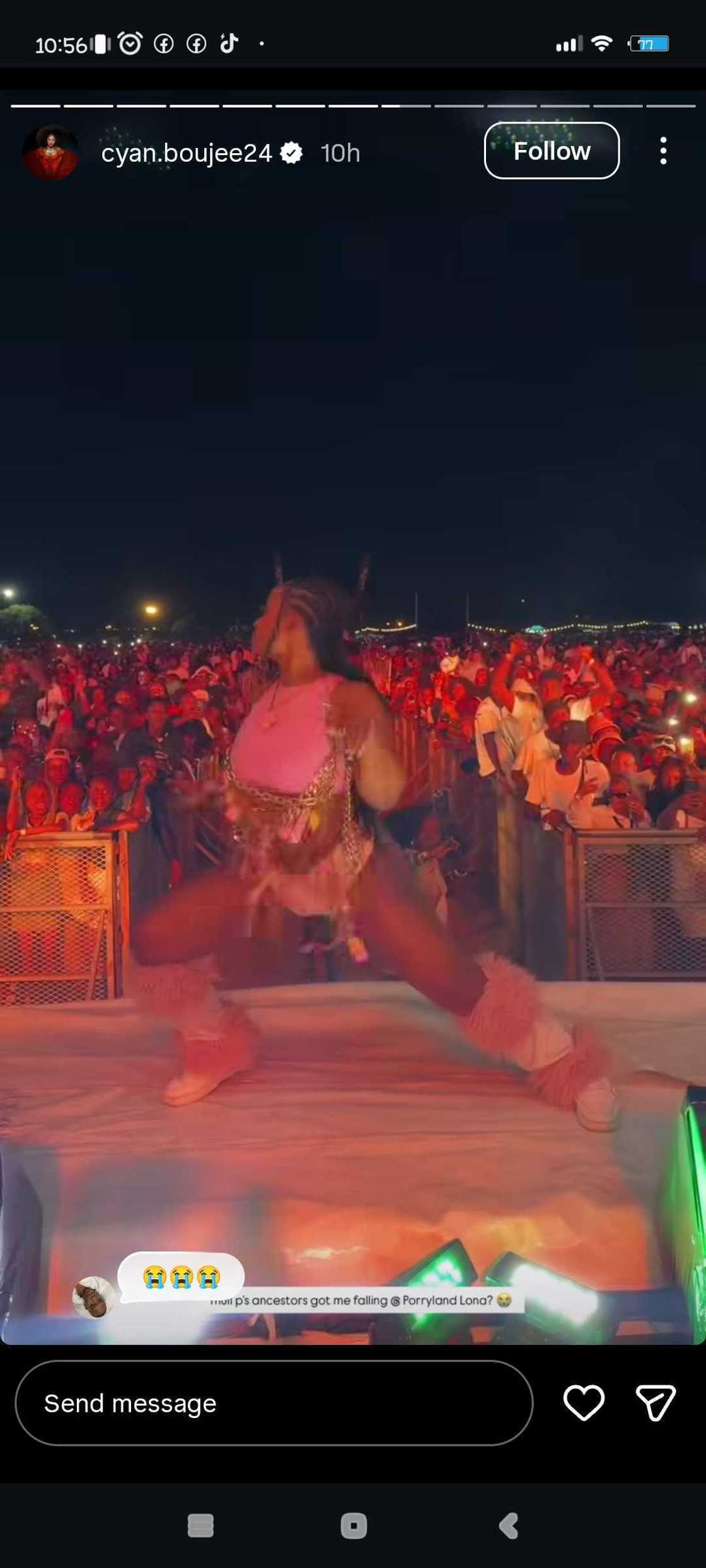 Cyan Boujee shades Thuli Phongolo after falling on stage