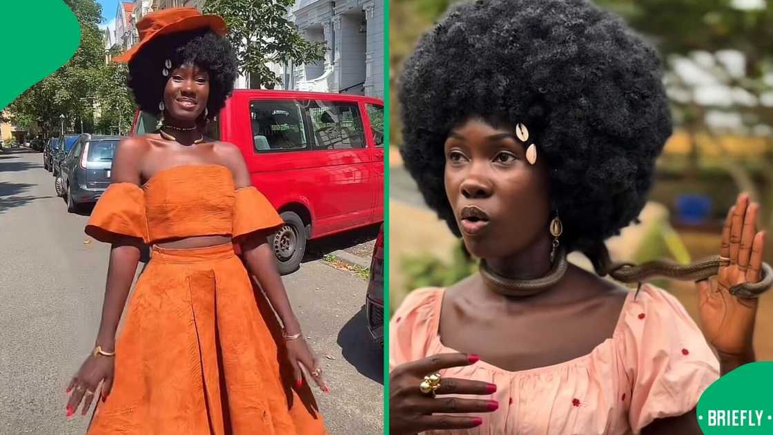 A woman overcame her fear of snakes and showcased it in a TikTok video. A woman overcame her fear of snakes and showcased it in a TikTok video.