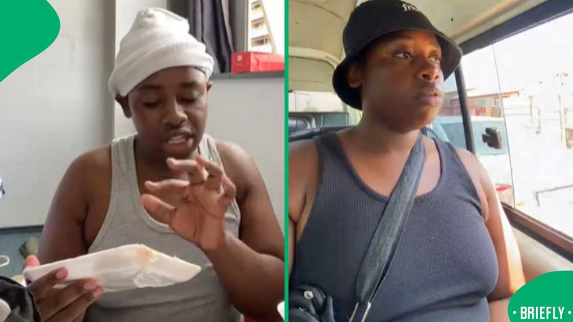 The visual on the right showed Nontsikelelo Isaac in the taxi The visual on the right showed Nontsikelelo Isaac in the taxi