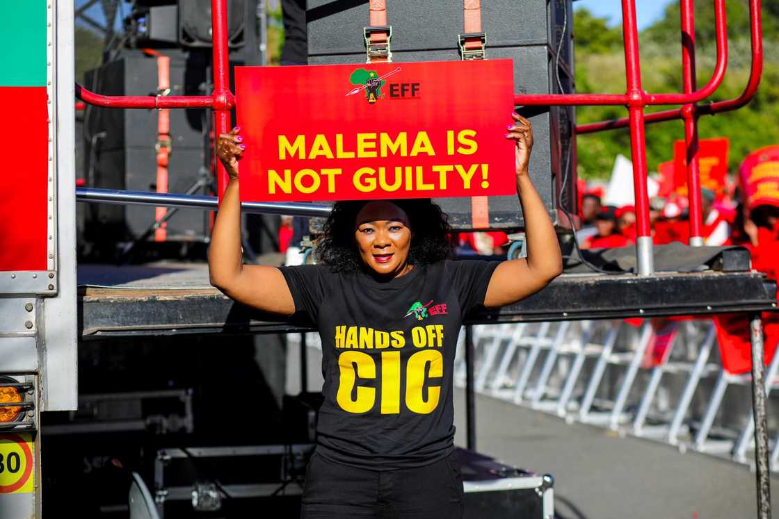 EFF Treasurer-General Omphile Maotwe marched with EFF supporters