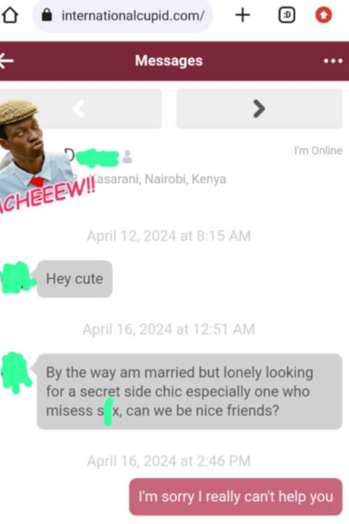 Lady leaks chats with married man. Lady leaks chats with married man.