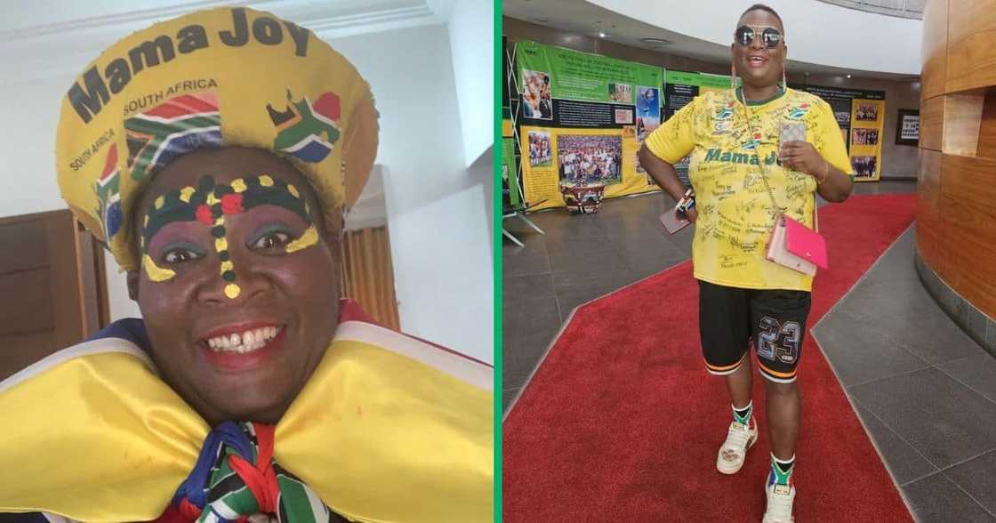 Mama Joy celebrated being fan of the match at Bafana Bafana's game