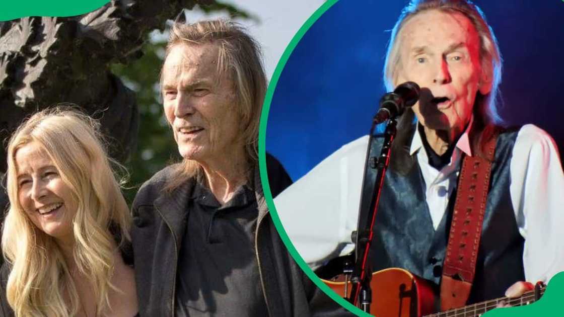 Gordon Lightfoot and his wife Kim Hasse during the 2017 Mariposa Folk Festival (L). The singer performing at a 2022 concert (R) Gordon Lightfoot and his wife Kim Hasse during the 2017 Mariposa Folk Festival (L). The singer performing at a 2022 concert (R)