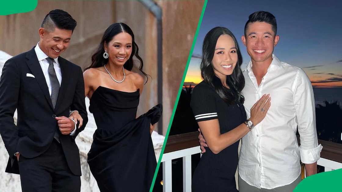 Collin Morikawa takes pictures with his wife Collin Morikawa takes pictures with his wife