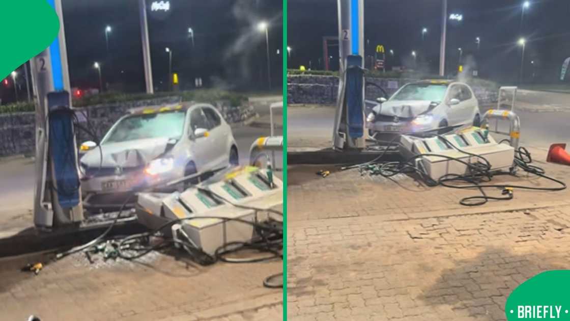 The picture captured moments after the car crash