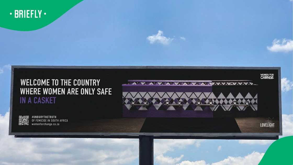 A picture of a billboard by Women of Change aimed at spreading awareness regarding GBV. A picture of a billboard by Women of Change aimed at spreading awareness regarding GBV.
