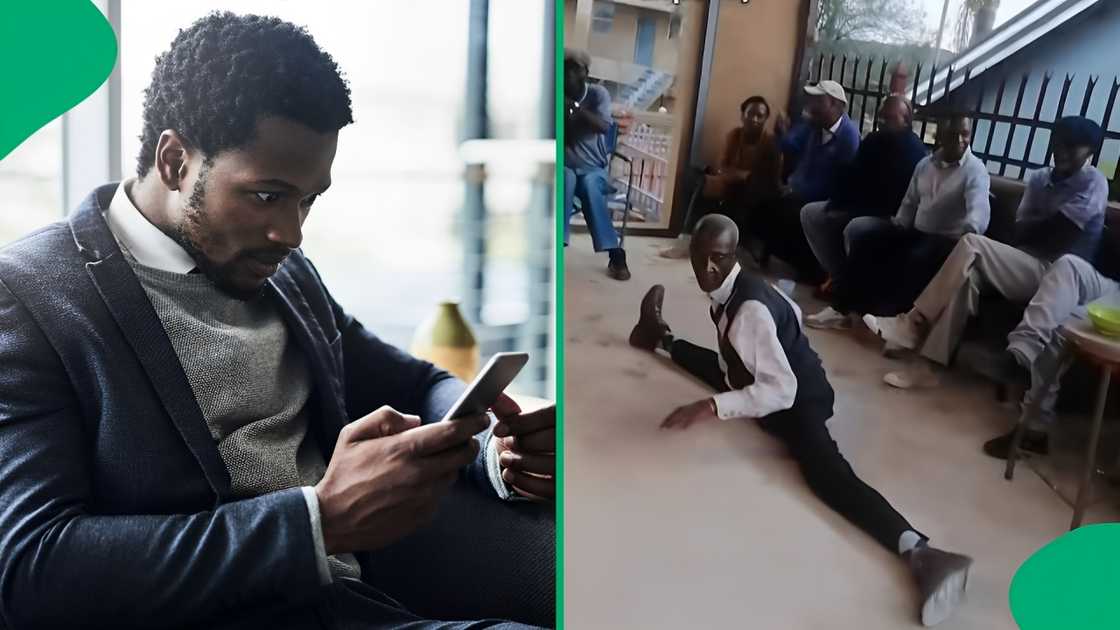 An old man entertained his family with his dance moves An old man entertained his family with his dance moves