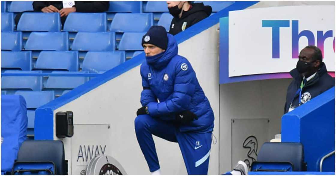 Thomas Tuchel, looks on during, a past, Chelsea match