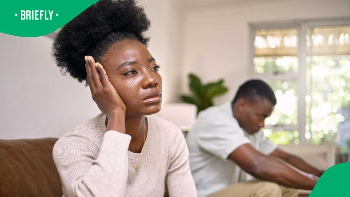 A stock photo of an unhappy couple