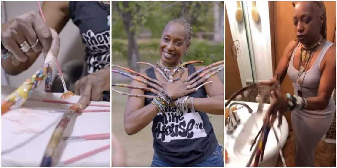 Woman with 12 inches nails she has kept since 1989 vows never to cut them, cooks with them viral video Woman with 12 inches nails she has kept since 1989 vows never to cut them, cooks with them viral video