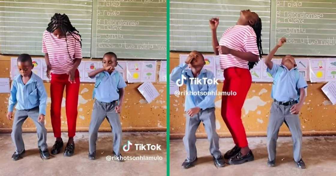 A primary school teacher and her learners performed the Skomota dance A primary school teacher and her learners performed the Skomota dance
