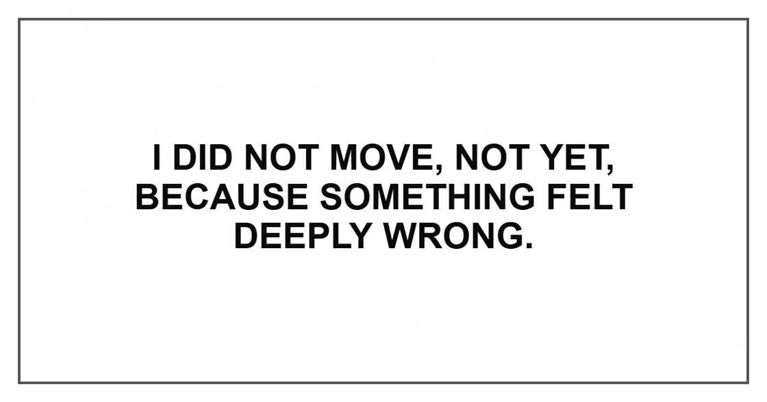 I did not move, not yet, because something felt deeply wrong. I did not move, not yet, because something felt deeply wrong.