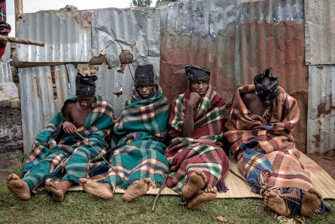 Young SA men were photographed after a manhood ceremony Young SA men were photographed after a manhood ceremony