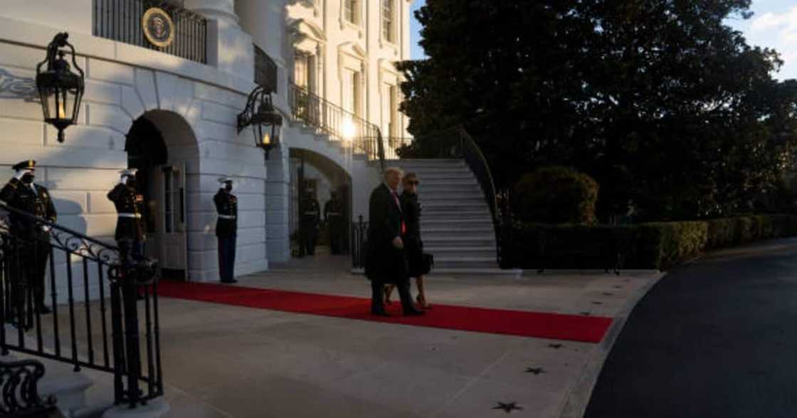 Donald Trump leaves White House for last time as US president aboard Marine 1