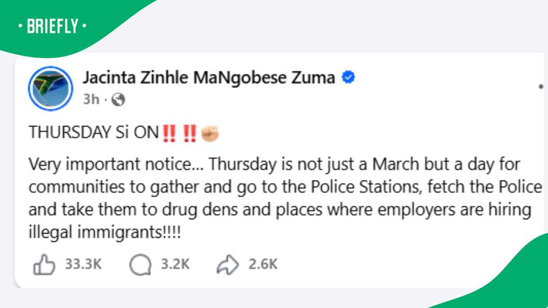 Jacinta Ngobese-Zuma Calls for a March on Thursday, 9 July