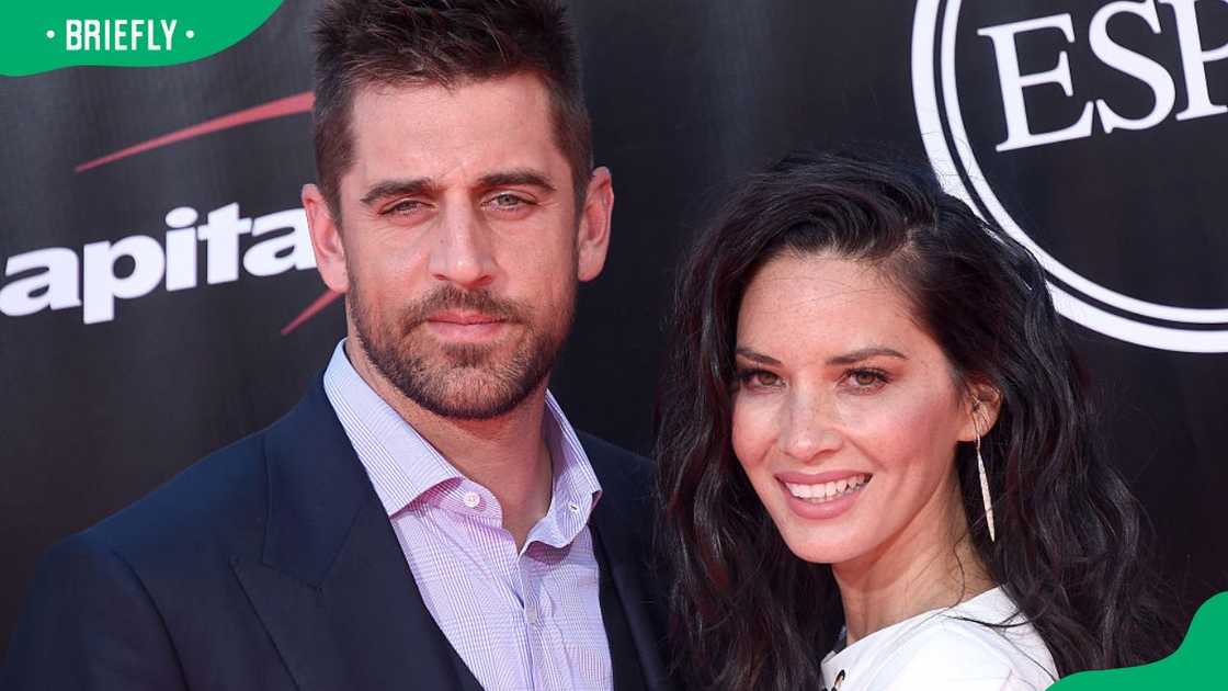 Actress Olivia Munn and NFL player Aaron Rodgers at the 2016 ESPYS at Microsoft Theater