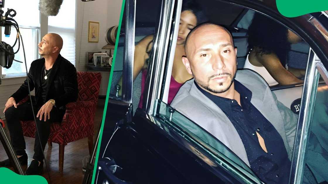 Michael Blanco during a shooting (L). Corleone having a good time with his friends (R) Michael Blanco during a shooting (L). Corleone having a good time with his friends (R)