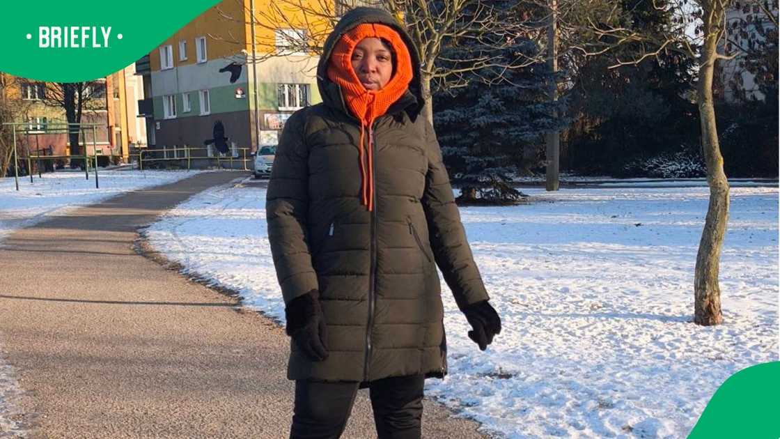 South African woman enjoys winter in Poland