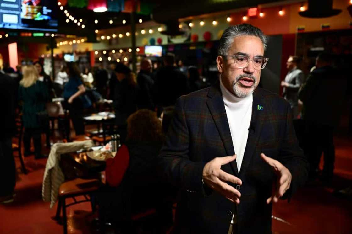 Peter Guzman, president of the Latin Chamber of Commerce, speaks during an event in Las Vegas, Nevada on February 2, 2024 Peter Guzman, president of the Latin Chamber of Commerce, speaks during an event in Las Vegas, Nevada on February 2, 2024