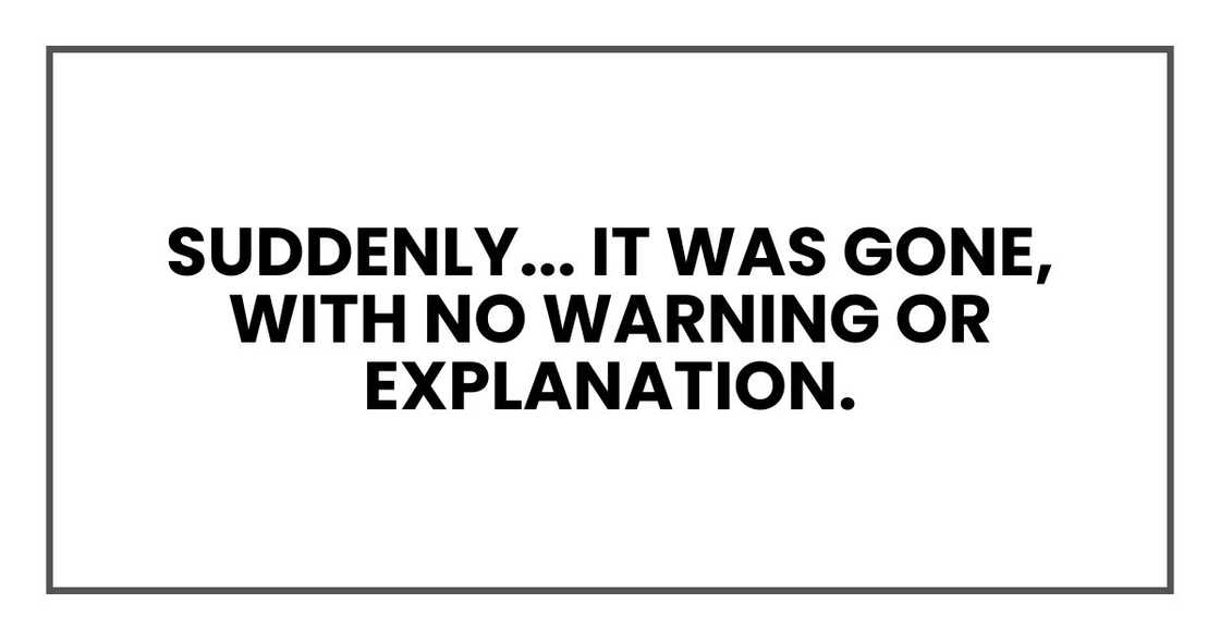 suddenly... it was gone, with no warning or explanation.