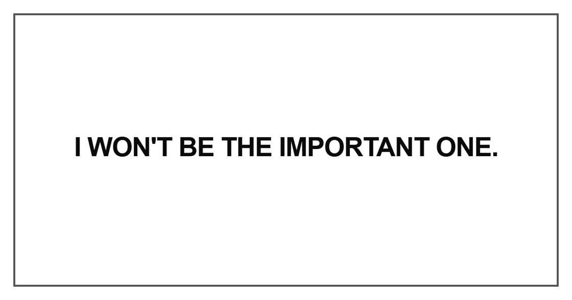 I won't be the important one I won't be the important one