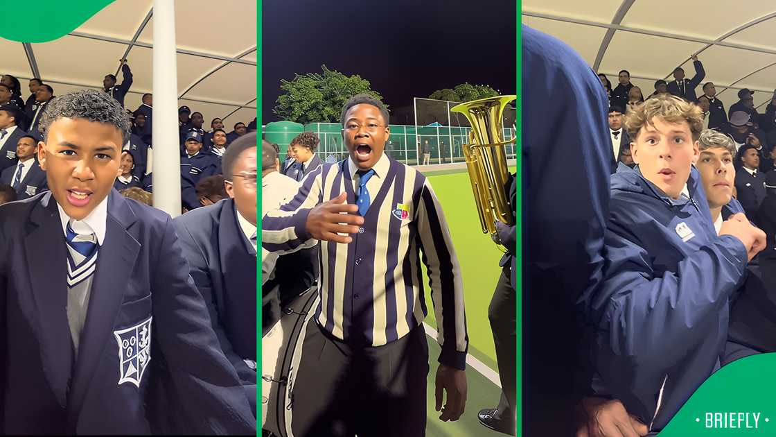 A group of Wynberg Boys' High School learners showcased their vibrant war cry. A group of Wynberg Boys' High School learners showcased their vibrant war cry.