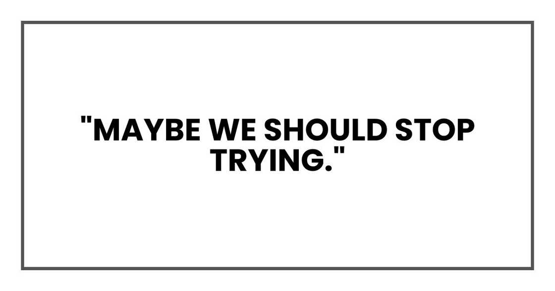 "Maybe we should stop trying."