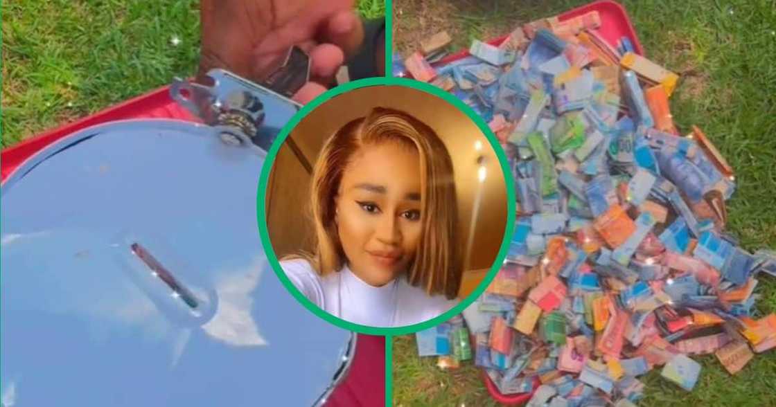 TikTok video of woman opening piggy bank TikTok video of woman opening piggy bank