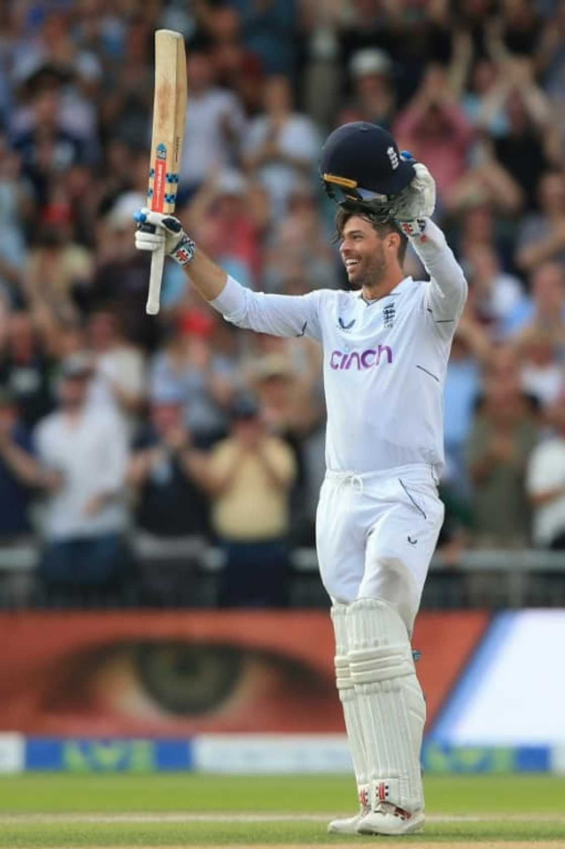 First home Test hundred - England's Ben Foakes celebrates his century against South Africa at Old Trafford