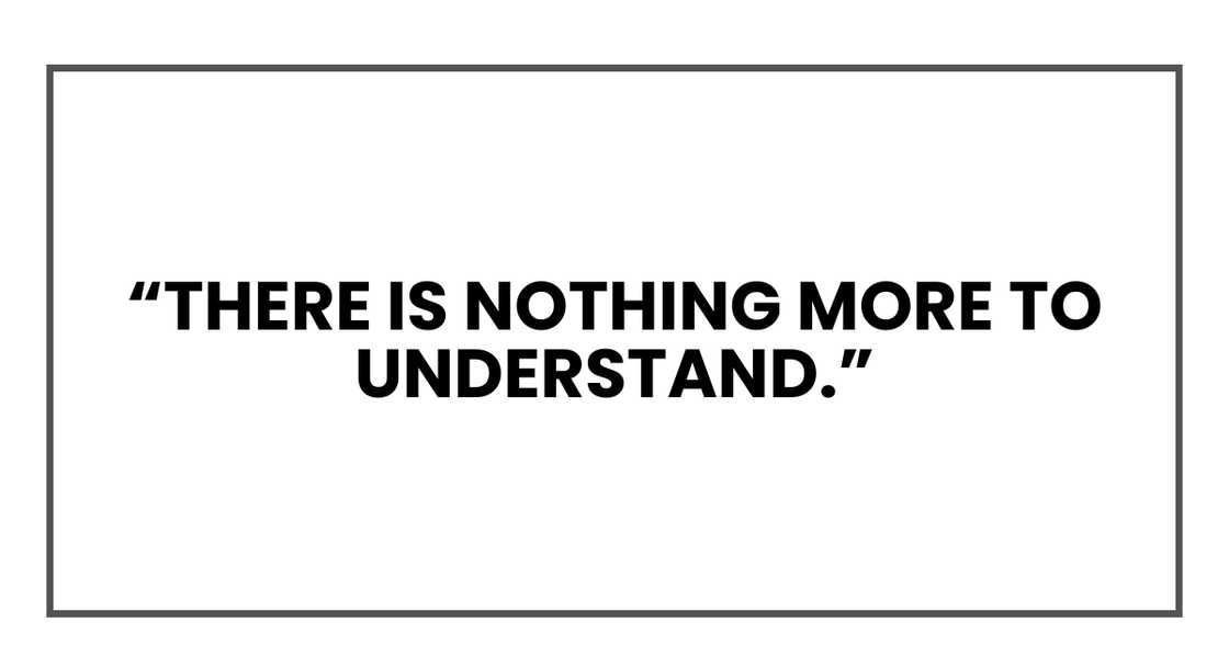 There is nothing more to understand