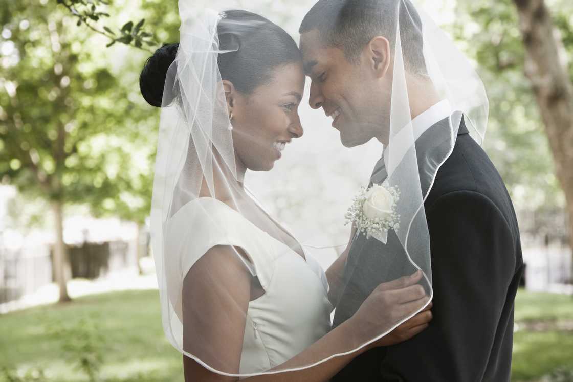 A stock photo of a couple getting married