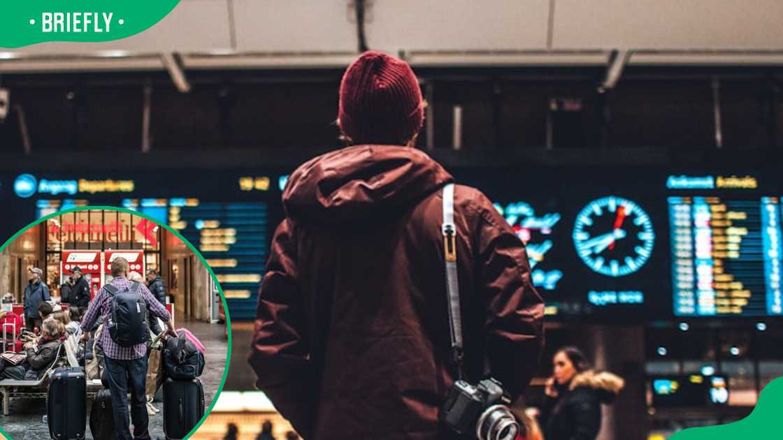 Travellers waiting to be checked in