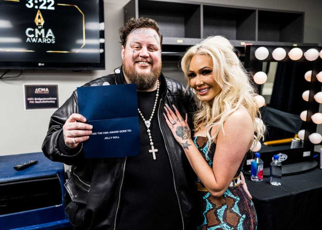 Jelly Roll and his wife at the 57th CMA Awards Jelly Roll and his wife at the 57th CMA Awards