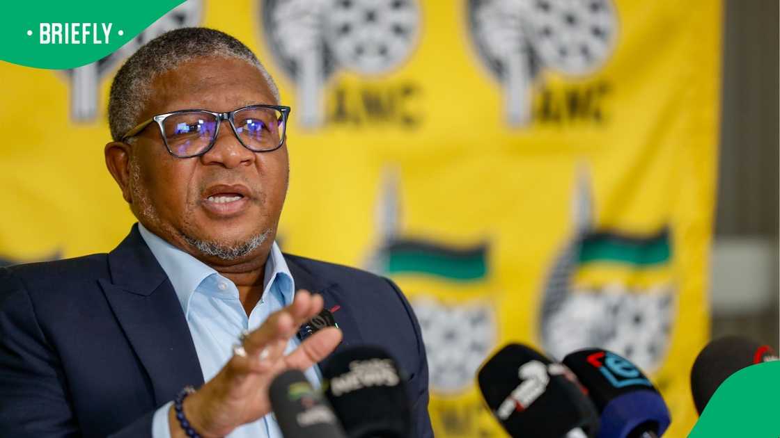 Fikile Mbalula addressing the media on behalf of the ANC