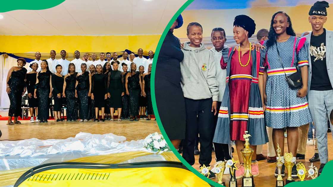 Tompi Seleka Agricultural College students take pictures with their trophies Tompi Seleka Agricultural College students take pictures with their trophies