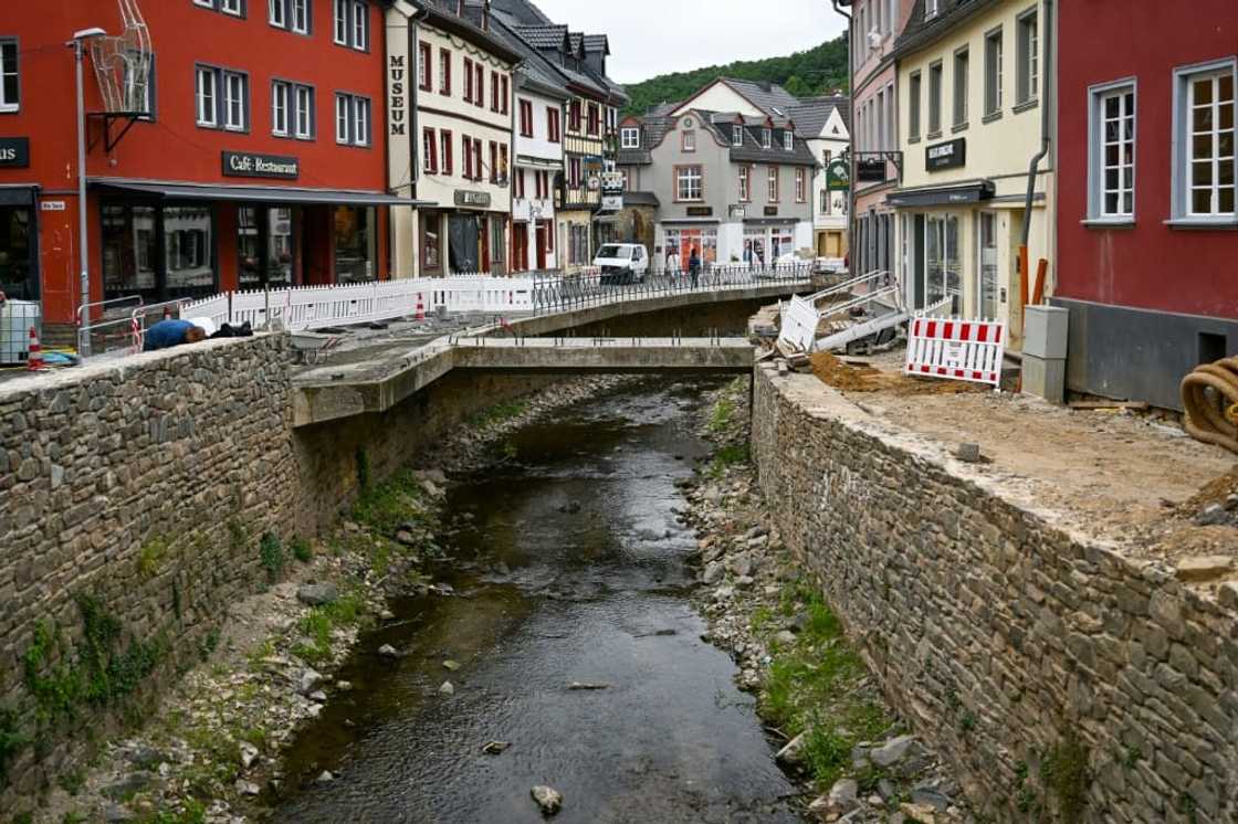 The Erft river in the German town of Bad Muenstereifel was one of many that completely burst their banks in the devastating floods of July 2021. The Erft river in the German town of Bad Muenstereifel was one of many that completely burst their banks in the devastating floods of July 2021.